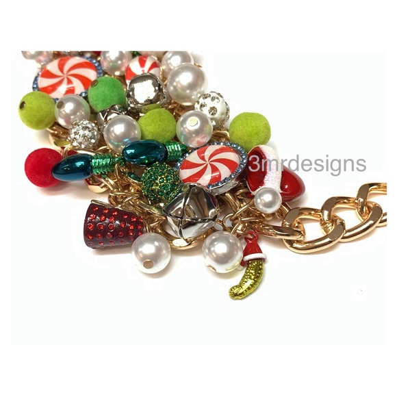 NWT Betsey Johnson 💋CHRISTMAS CANDY Gold Tone Earrings/ Bracelet & Necklace - Picture 10 of 15